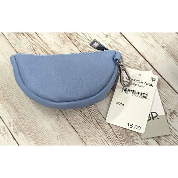 Nordstrom BP Half Moon Pouch Blue Coin Purse Bag Charm  5" Small NWT - Picture 1 of 6
